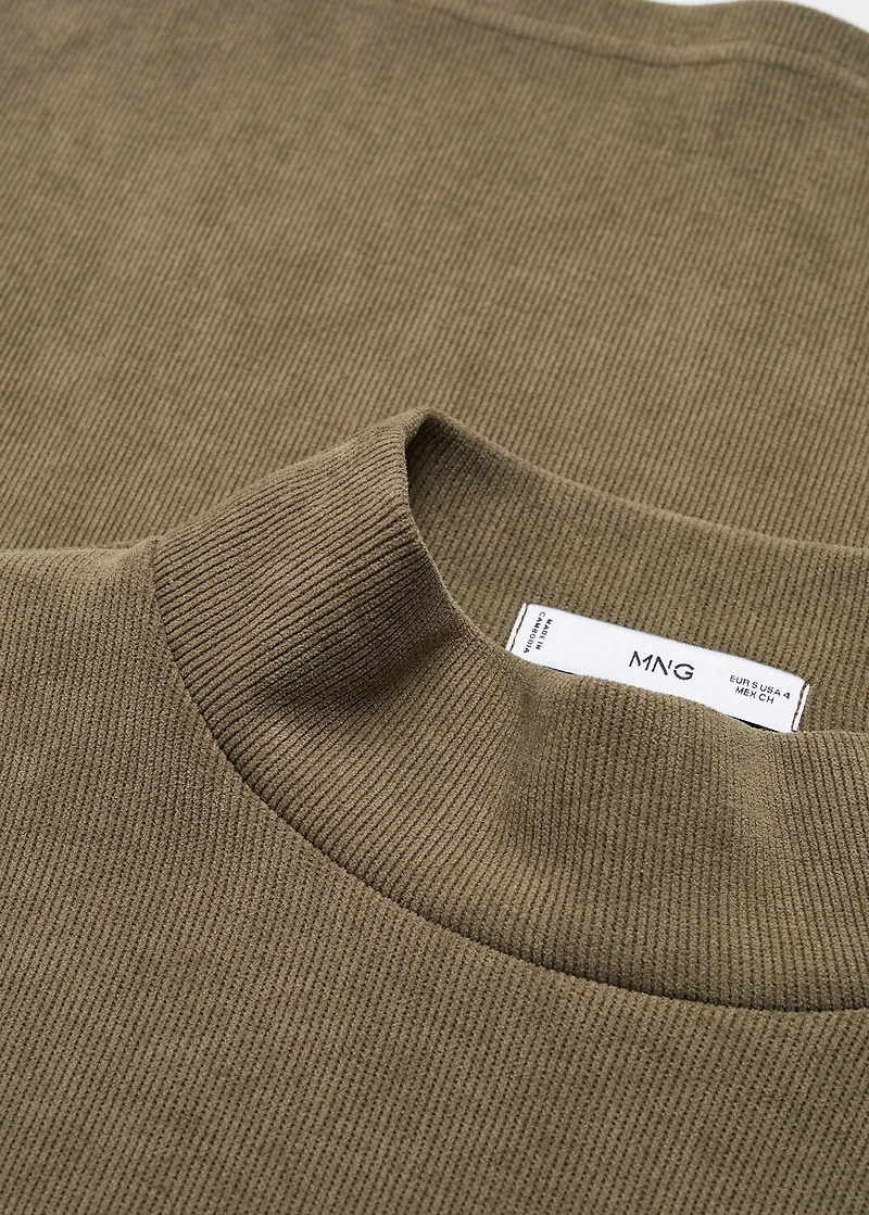 Corduroy sweatshirt with perkins neck