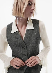 Check wool-blend suit vest