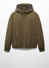 Water-repellent hooded quilted jacket