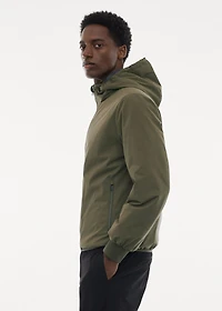 Water-repellent hooded quilted jacket