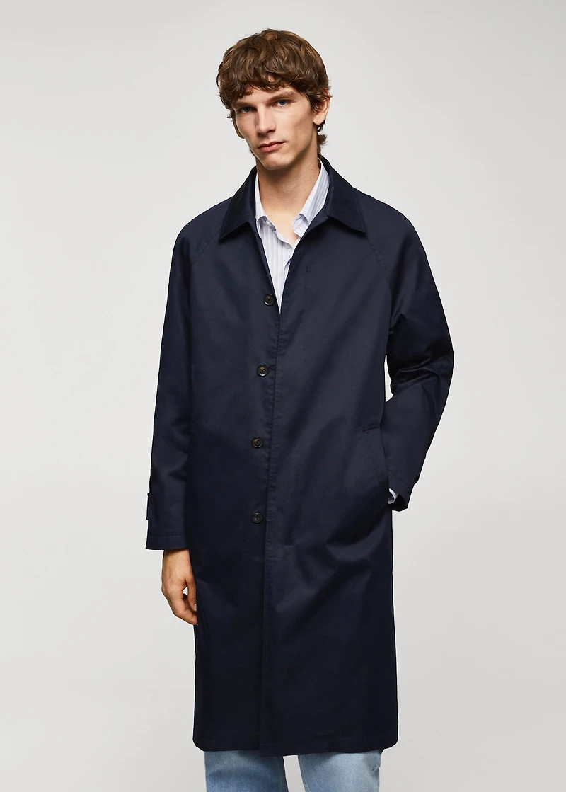 Relaxed-fit cotton trench coat