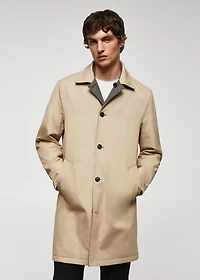 Reversible recycled wool trench coat
