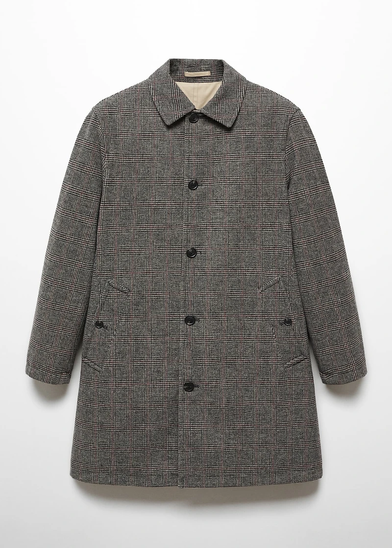 Reversible recycled wool trench coat
