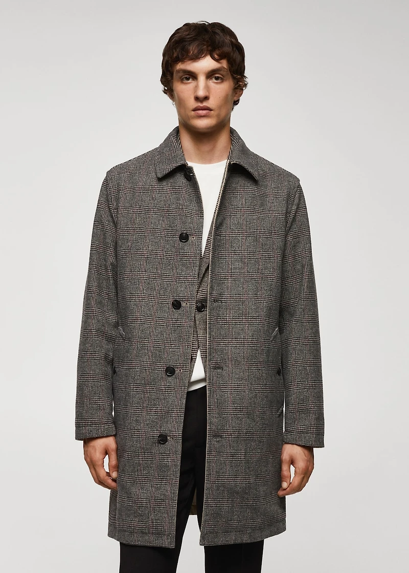 Reversible recycled wool trench coat