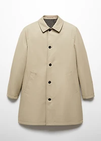 Reversible recycled wool trench coat