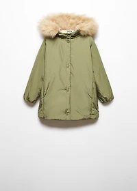 Anorak with shearling-effect hood
