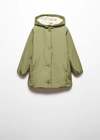 Anorak with shearling-effect hood