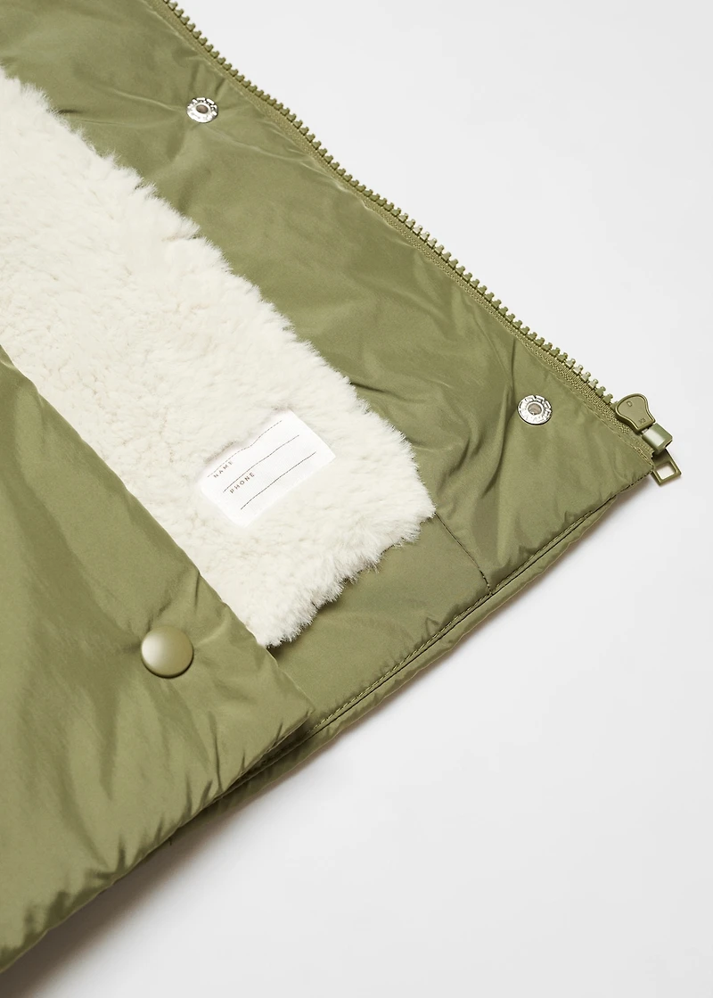 Anorak with shearling-effect hood