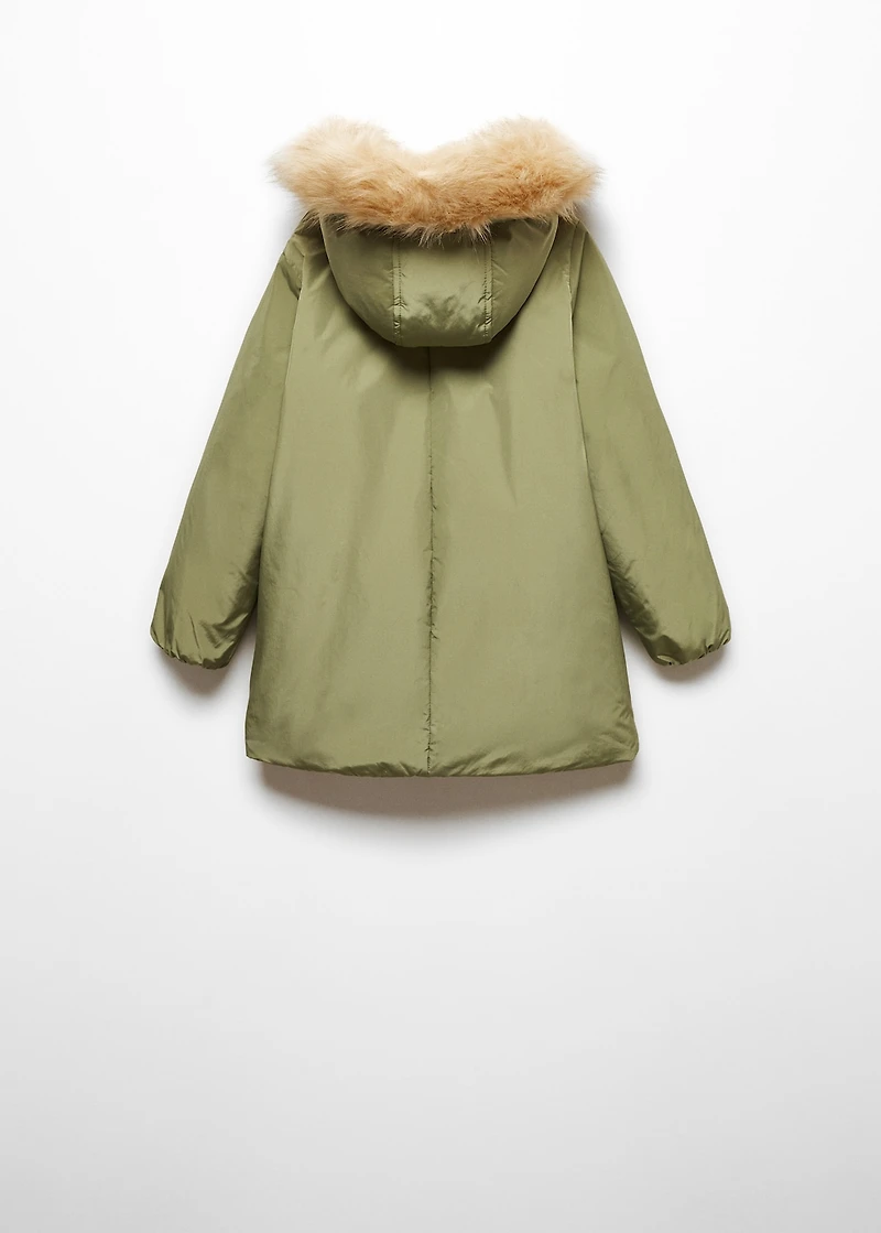 Anorak with shearling-effect hood