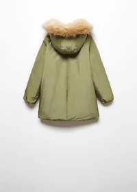 Anorak with shearling-effect hood