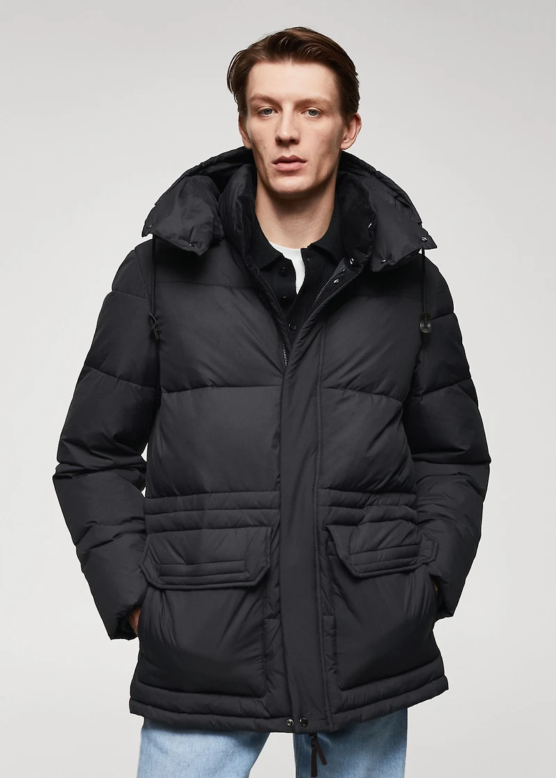 Water-repellent quilted barn jacket