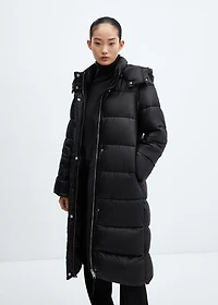 Water-repellent hood puffer coat