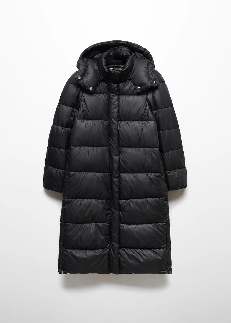 Water-repellent hood puffer coat
