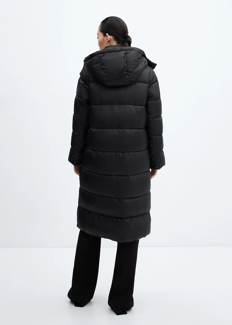 Water-repellent hood puffer coat