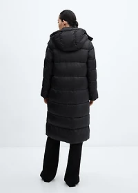 Water-repellent hood puffer coat