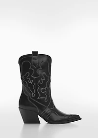 Leather cowboy ankle boots with seams