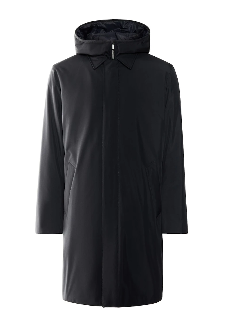Water-repellent hooded trench coat