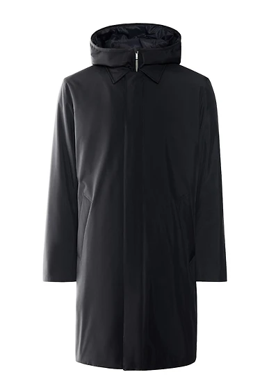 Water-repellent hooded trench coat
