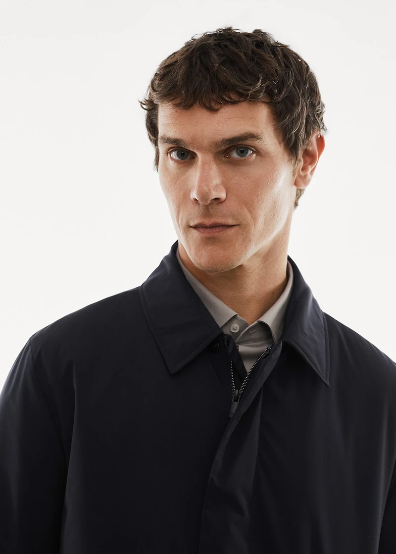 Water-repellent hooded trench coat