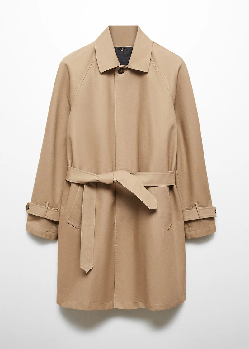 Water-repellent quilted trench coat
