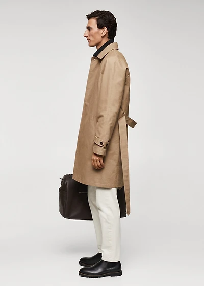 Water-repellent quilted trench coat