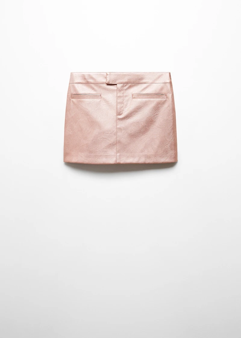 Metallic faux-leather mini-skirt