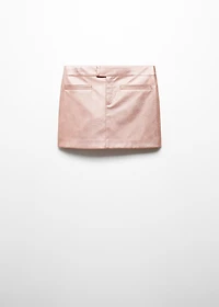 Metallic faux-leather mini-skirt