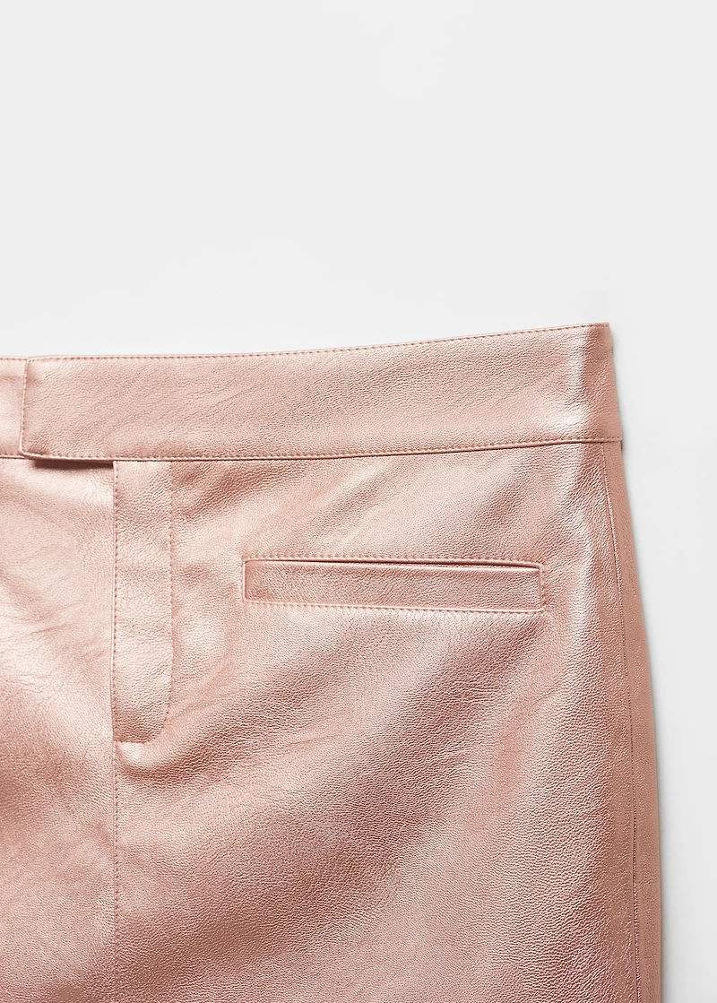 Metallic faux-leather mini-skirt