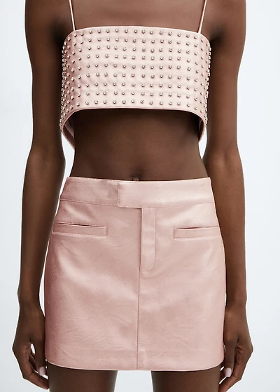 Metallic faux-leather mini-skirt