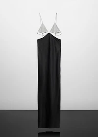 Satin dress with rhinestone body