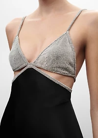 Satin dress with rhinestone body