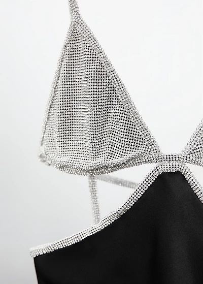 Satin dress with rhinestone body