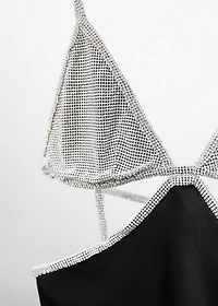 Satin dress with rhinestone body