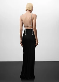 Satin dress with rhinestone body