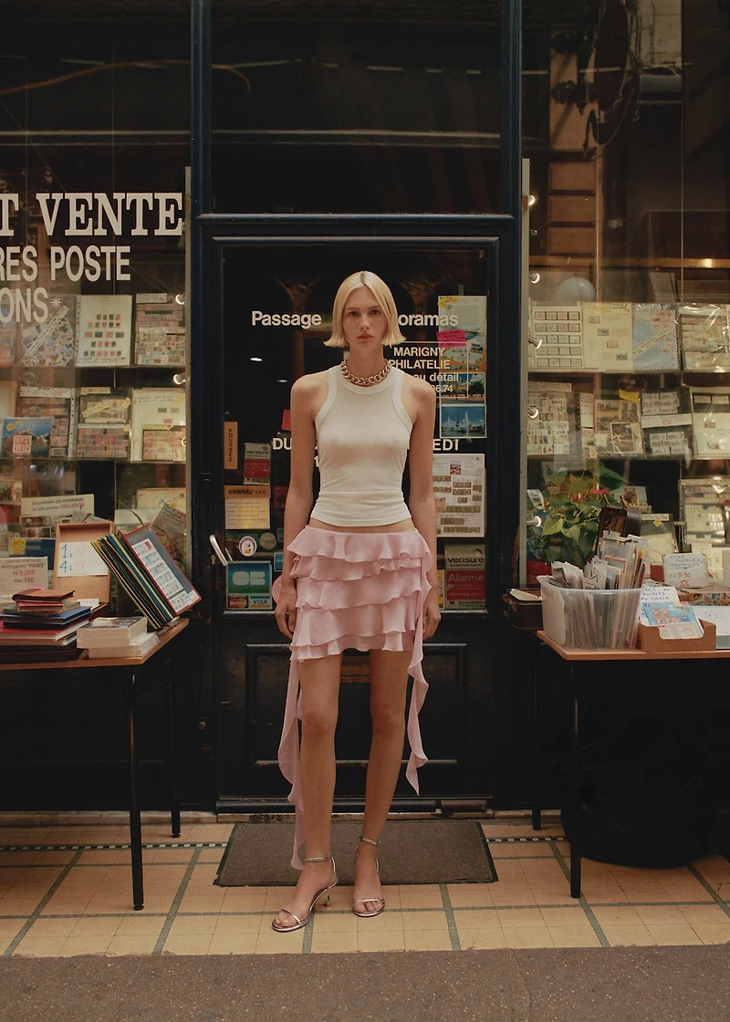 Ruffled chiffon skirt