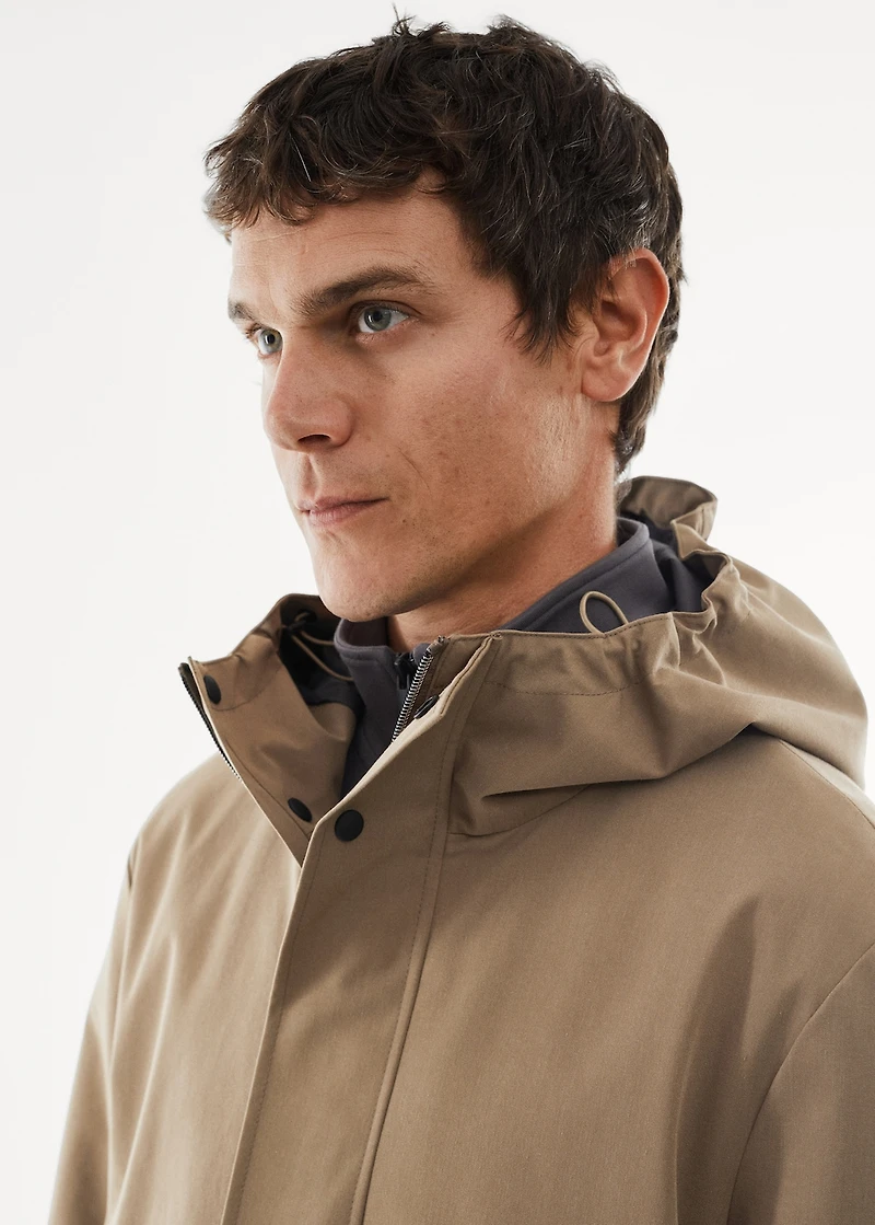 Water-repellent hooded barn jacket