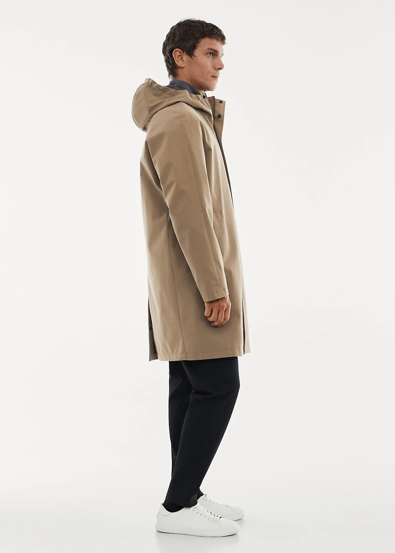 Water-repellent hooded barn jacket