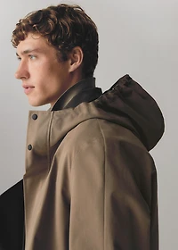 Water-repellent hooded barn jacket
