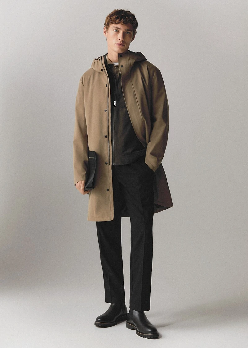 Water-repellent hooded barn jacket