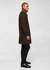Reversible recycled wool trench coat