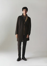 Reversible recycled wool trench coat