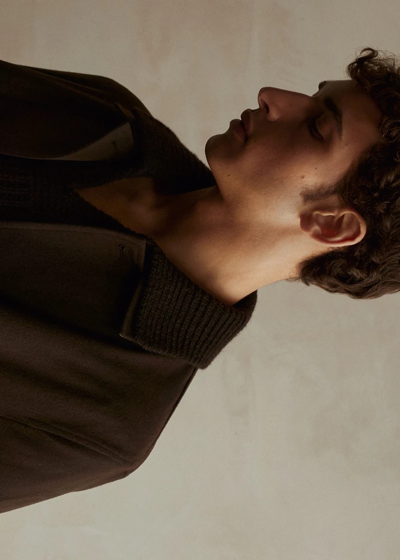 Reversible recycled wool trench coat