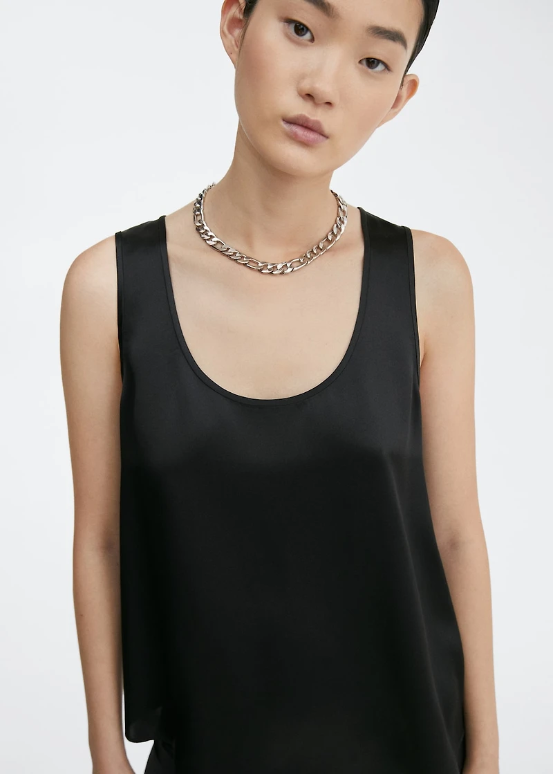 Silk top with wide straps