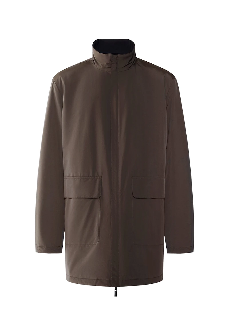 Reversible water-repellent quilted barn jacket