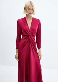 Satin dress with knot