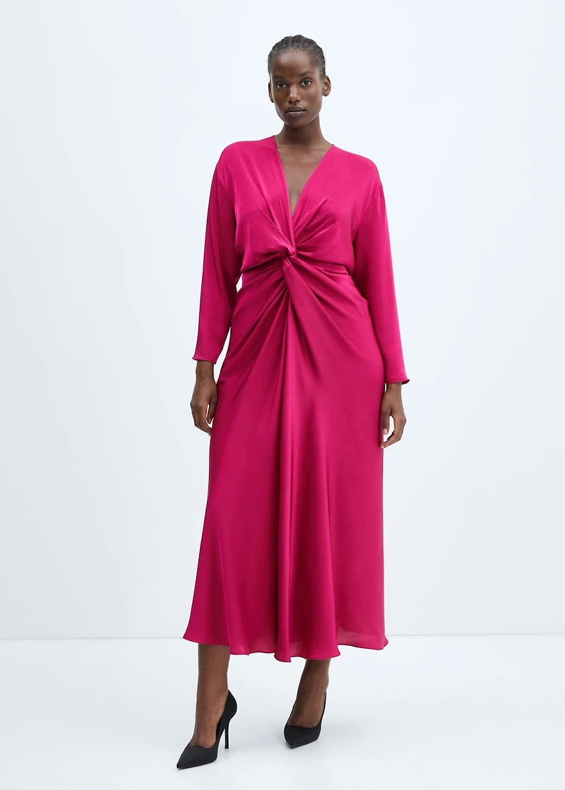 Satin dress with knot