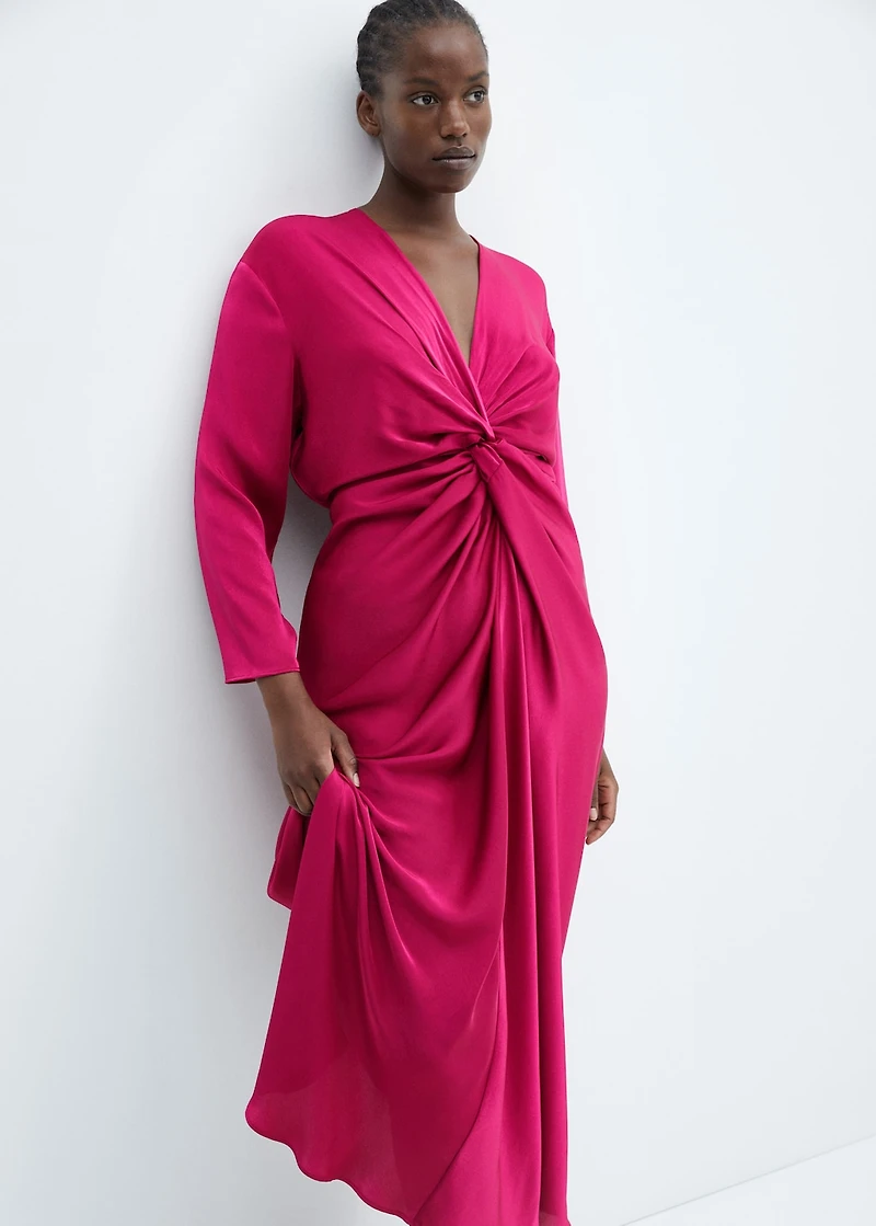 Satin dress with knot