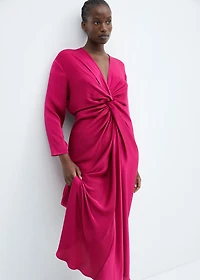 Satin dress with knot