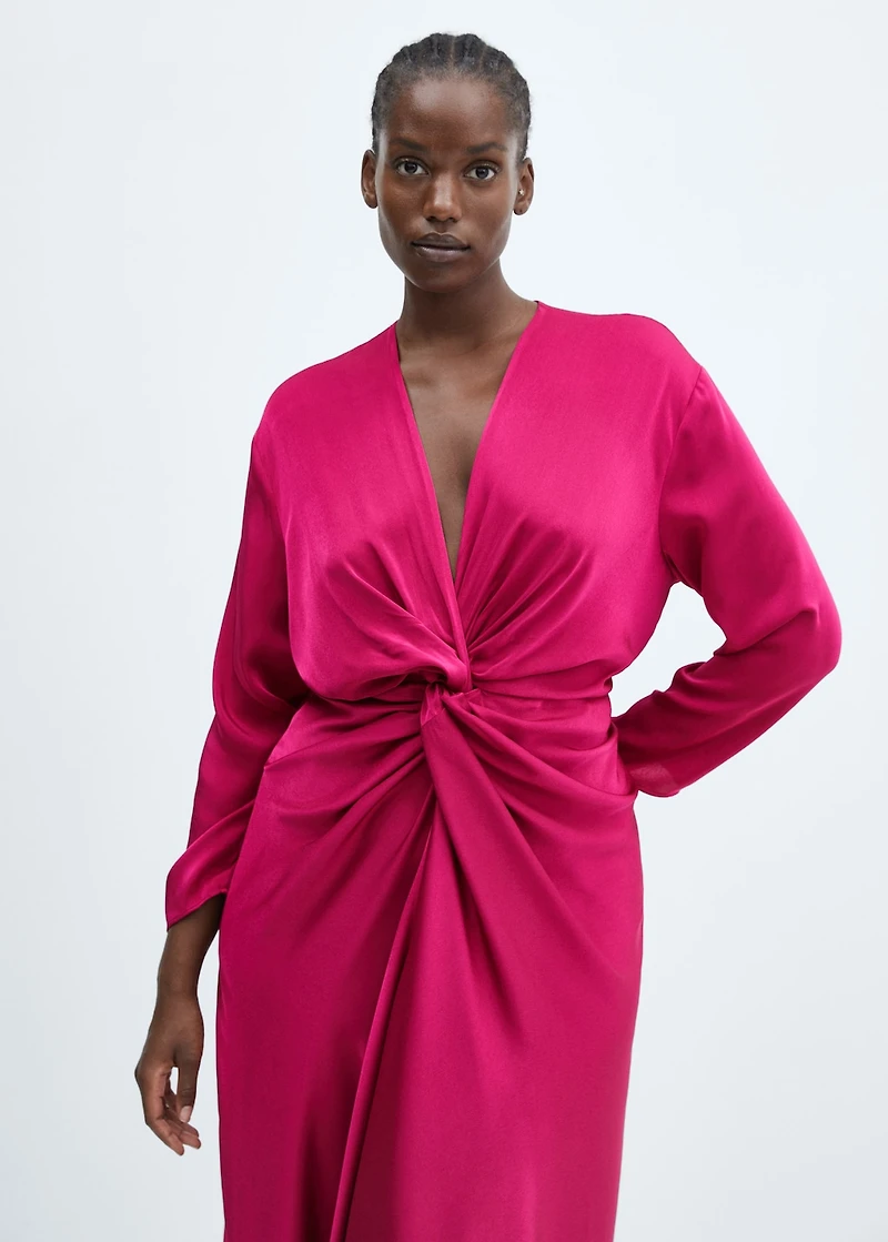 Satin dress with knot
