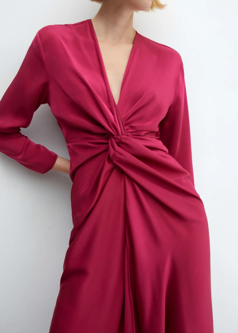 Satin dress with knot
